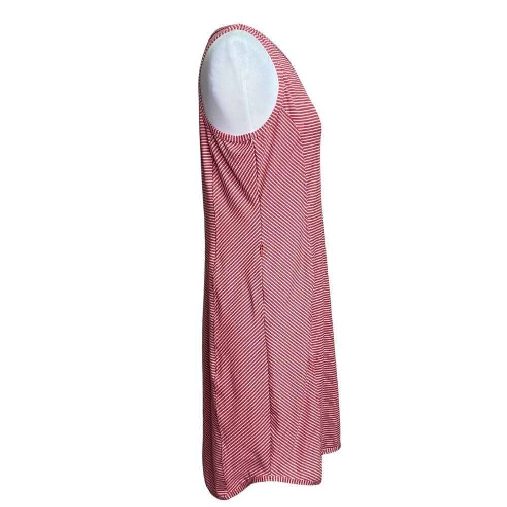 Title Nine Alpha Buttah Tank Dress Women's Medium Guava Red & Gray Striped - Picture 2 of 8